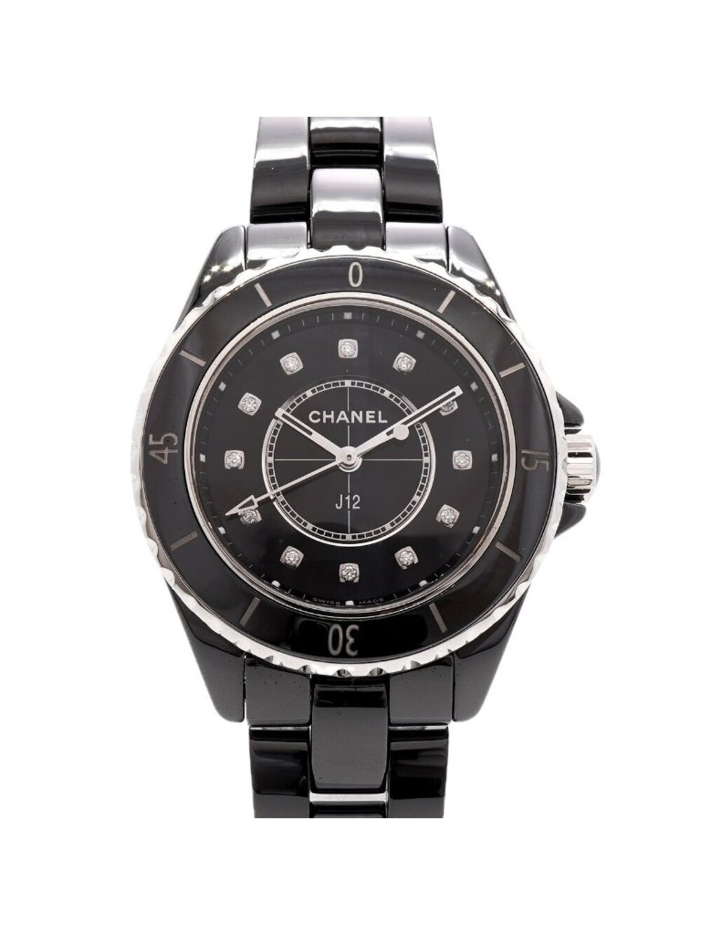 Chanel 12P Diamond Black Dial Watch